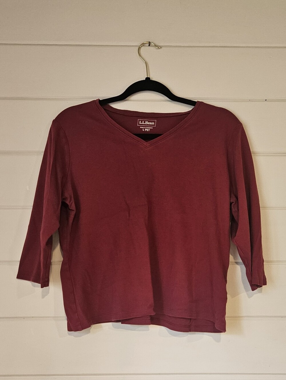L.L. Bean Rosewood V-neck 3/4 Sleeve Shirt (LP)